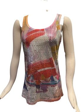 NWT Sequined Multicolor Scoop Neck Tank Top - Women